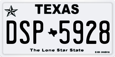TX license plate DSP5928