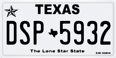 TX license plate DSP5932