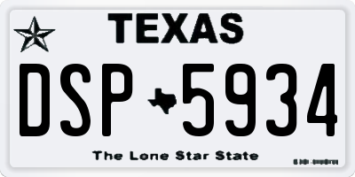 TX license plate DSP5934