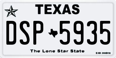 TX license plate DSP5935