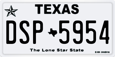 TX license plate DSP5954