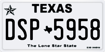 TX license plate DSP5958