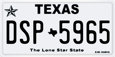 TX license plate DSP5965