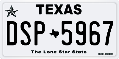 TX license plate DSP5967