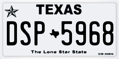 TX license plate DSP5968