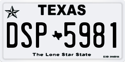 TX license plate DSP5981