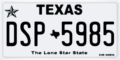 TX license plate DSP5985