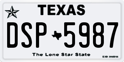 TX license plate DSP5987