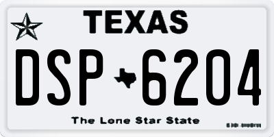 TX license plate DSP6204