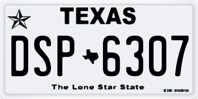 TX license plate DSP6307