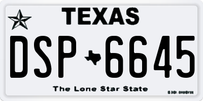 TX license plate DSP6645