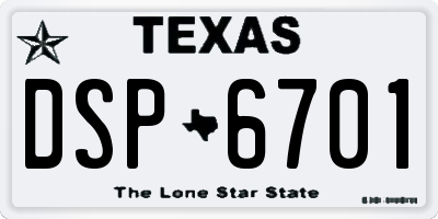 TX license plate DSP6701