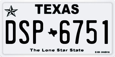 TX license plate DSP6751