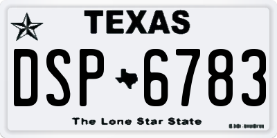 TX license plate DSP6783