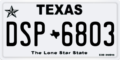 TX license plate DSP6803