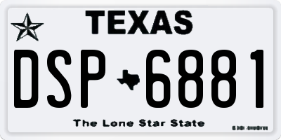 TX license plate DSP6881