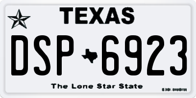 TX license plate DSP6923