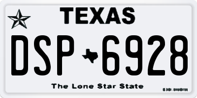 TX license plate DSP6928