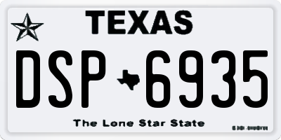 TX license plate DSP6935