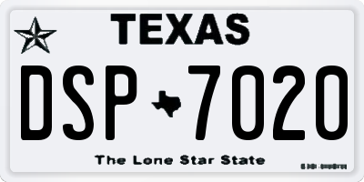 TX license plate DSP7020
