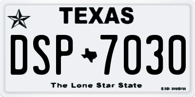 TX license plate DSP7030