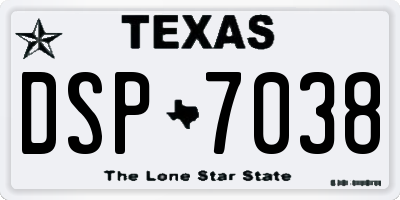 TX license plate DSP7038