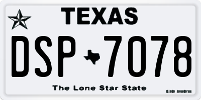 TX license plate DSP7078