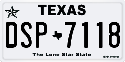 TX license plate DSP7118