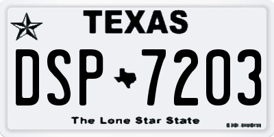 TX license plate DSP7203