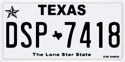 TX license plate DSP7418