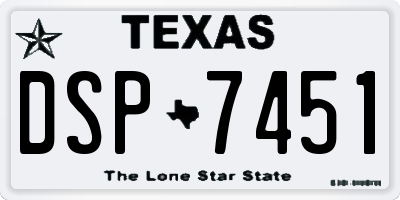 TX license plate DSP7451