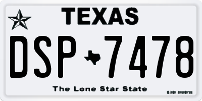 TX license plate DSP7478