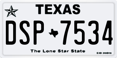 TX license plate DSP7534
