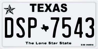 TX license plate DSP7543