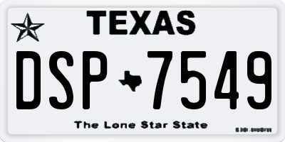 TX license plate DSP7549