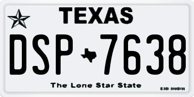 TX license plate DSP7638