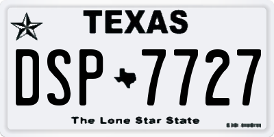 TX license plate DSP7727