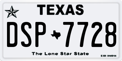 TX license plate DSP7728