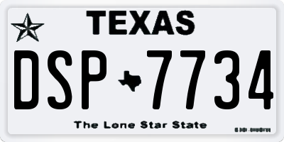 TX license plate DSP7734