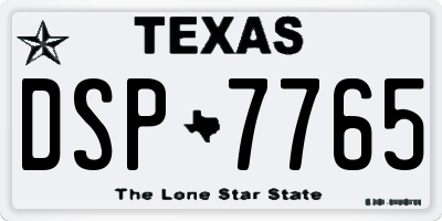 TX license plate DSP7765