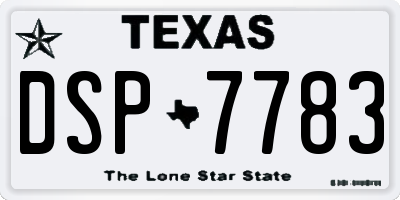 TX license plate DSP7783