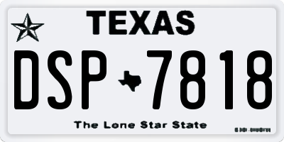 TX license plate DSP7818