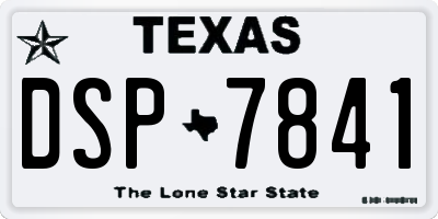 TX license plate DSP7841