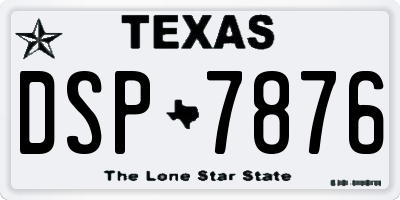 TX license plate DSP7876