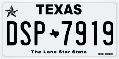 TX license plate DSP7919
