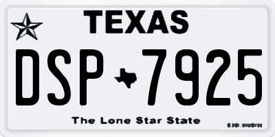 TX license plate DSP7925