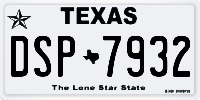TX license plate DSP7932