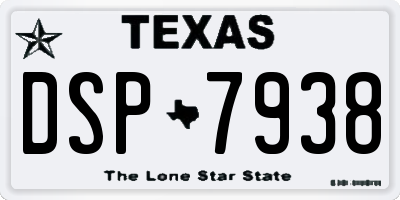 TX license plate DSP7938