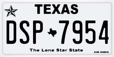 TX license plate DSP7954