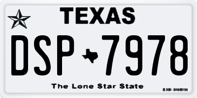 TX license plate DSP7978